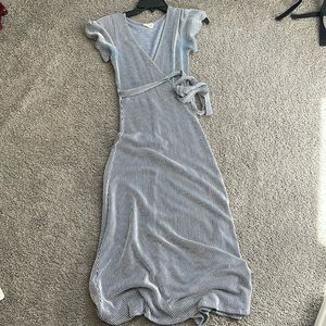 Caution to the wind blue and white cotton dress